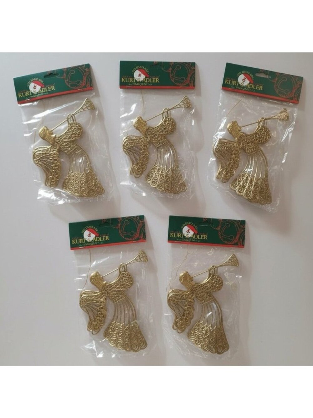 Vtg Kurt S Adler Christmas Angel Ornaments Lot of 5 Gold Filigree New Old Stock